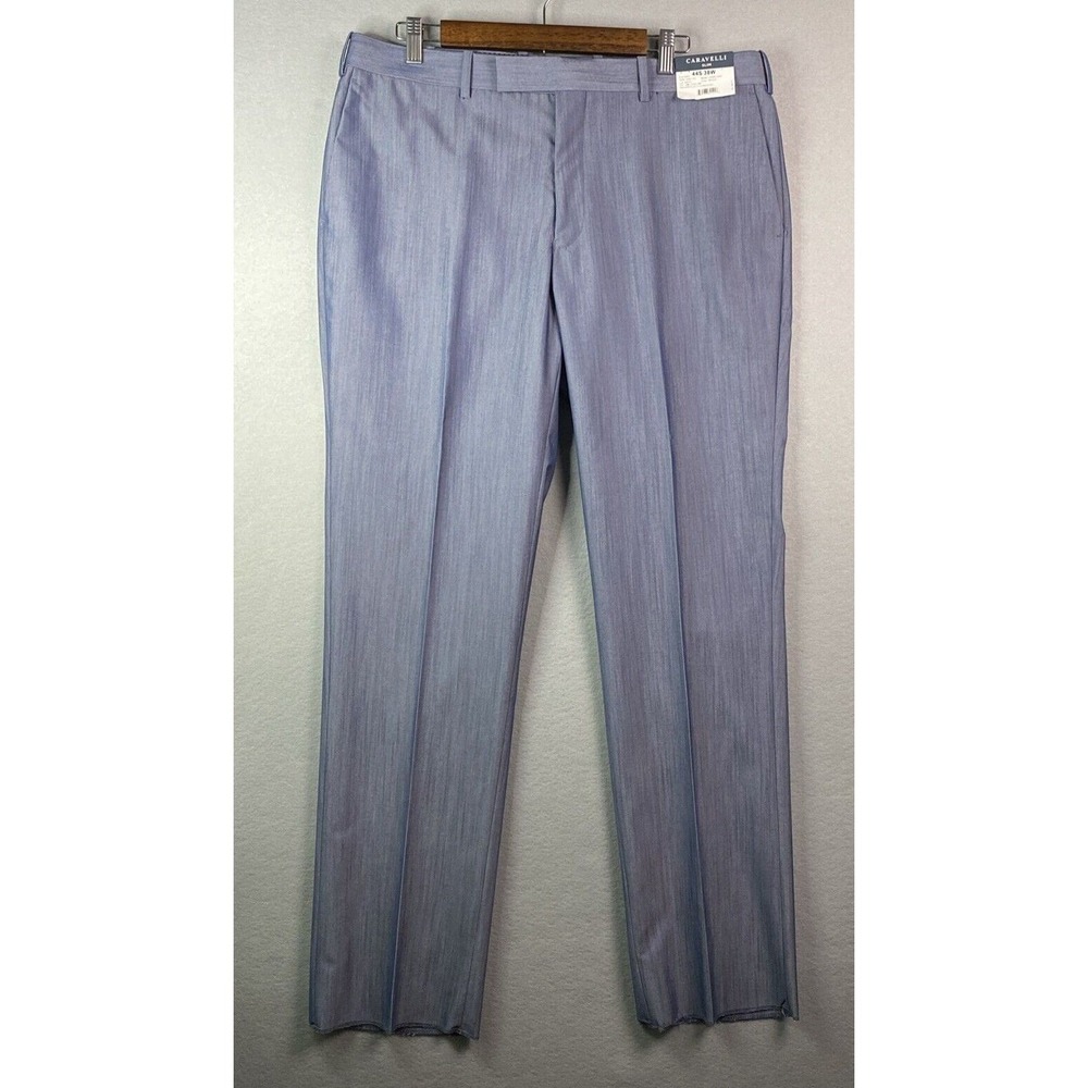 NWT Caravelli Slim Fit Indigo Blue Dress Pants‎ Mens 38x33 Harry Unhemmed Career